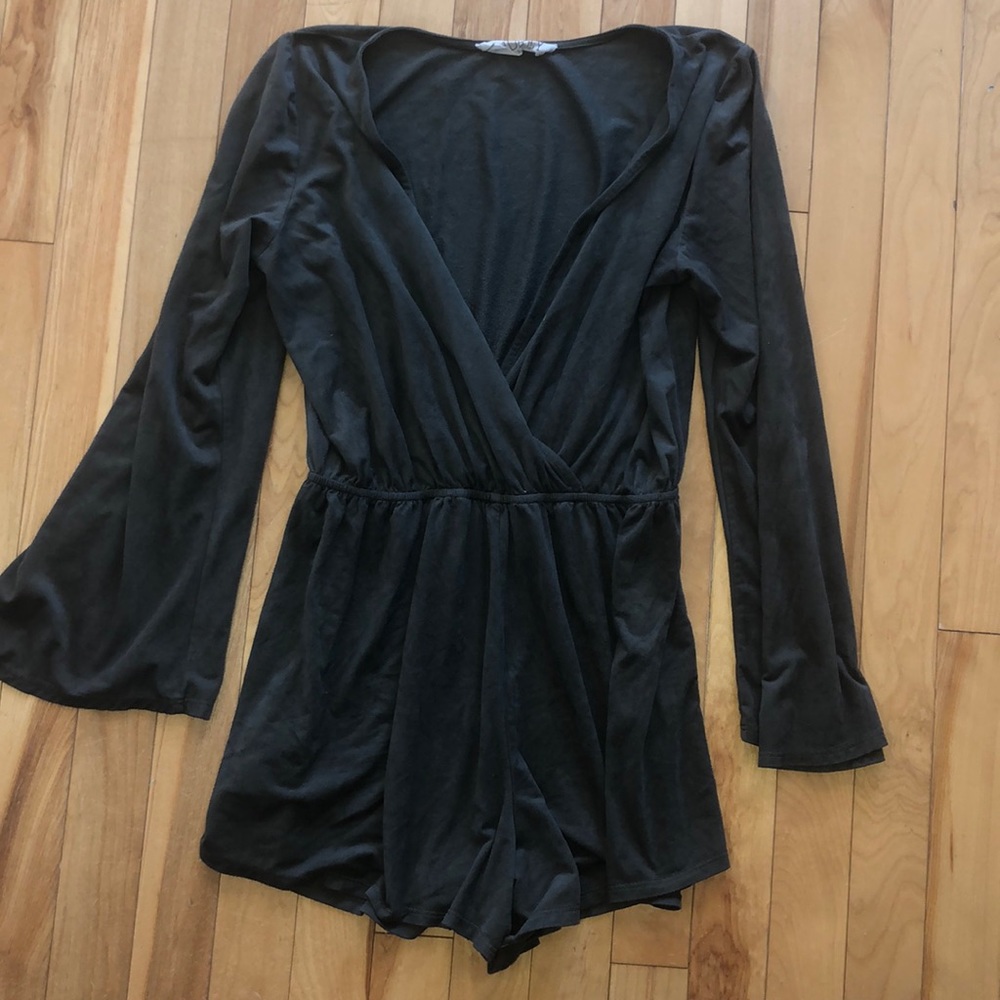 Olive suede romper